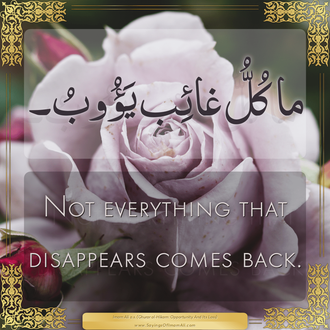 Not everything that disappears comes back.